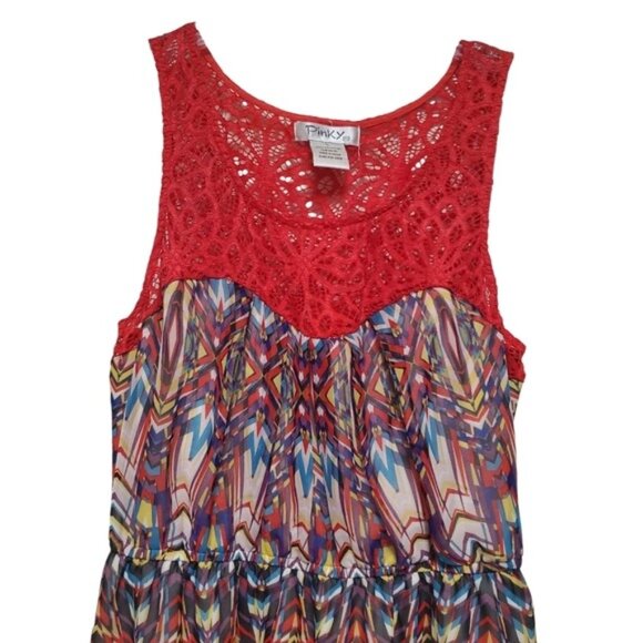 Funky Dress Crochet Net Neckline Art to Wear Fit and Flare L - Picture 3 of 11